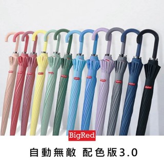 ！超強抗風！【雨傘王終身維修保固】BigRed自動無敵配色版3.0｜１６根傘骨抗風效性｜ｃｐ值超高｜25吋自動直傘