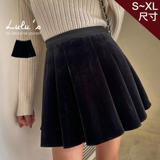 LULUS/摩妮卡的絨布百褶裙S-XL黑【A05230099】短裙 A字裙 240111