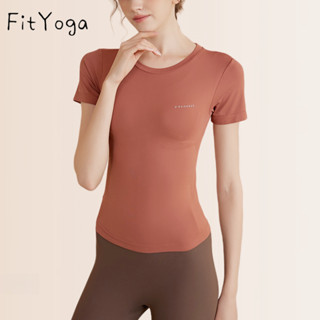 【臺灣現貨】（N3）FitYoga 運動短袖t恤 女速乾性感瑜伽上衣緊身半袖跑步健身服
