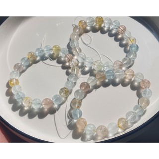 彩託帕 託帕石 水晶 手鍊 礦石 玉石 水晶 珠串 項鍊 天然石 一物一圖【GT22-072815】