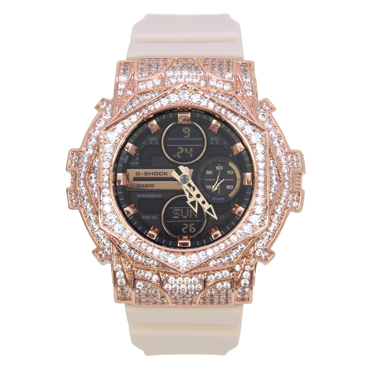 [Shinecollectionhk] GMA-S140M-4A 玫瑰設計鑽殼手錶 女裝客製G-Shock改裝手錶