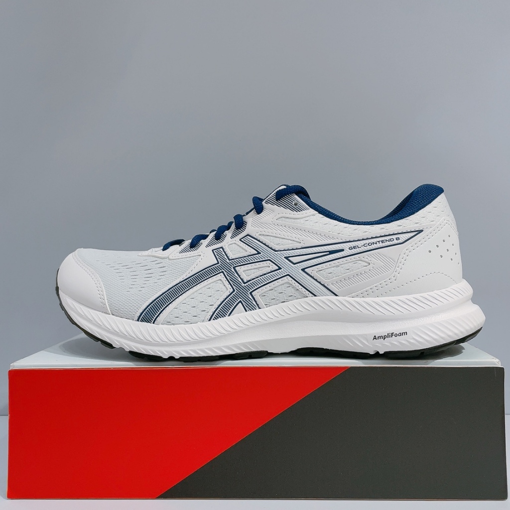 ASICS GEL-CONTEND 8 男生 白色 透氣 寬楦 輕量 運動 慢跑鞋 1011B492-104