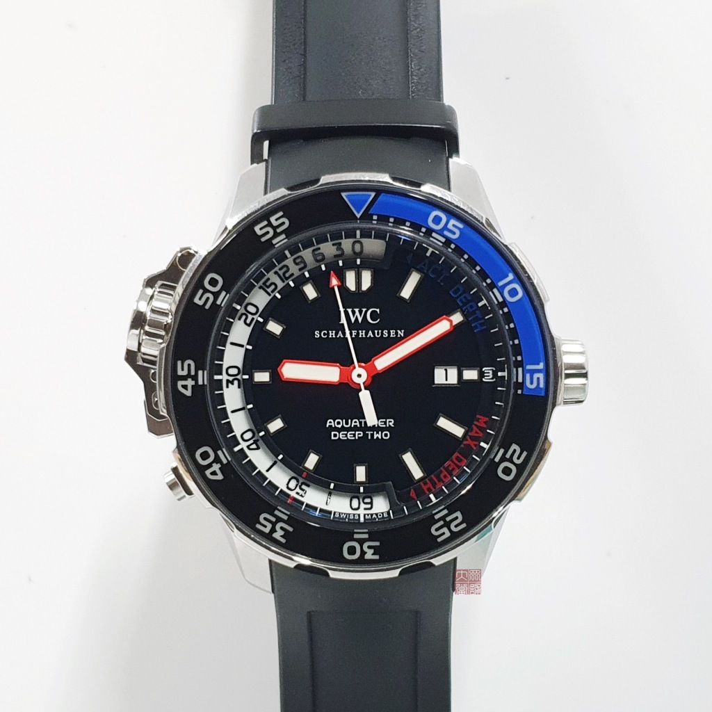 送禮禮物禮品 IWC萬國 IW354702 海洋計時 大錶徑深度計 黑色面盤 快拆式錶帶 錶徑47.6 大眾當舖A875
