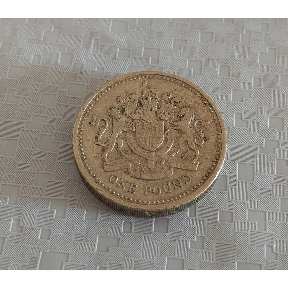 1993 年 英國 伊莉莎白 2世 皇家武器 1 英鎊 Pound 古 黃銅 加厚型 紀念版 錢幣