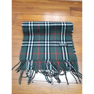 英國製BURBERRY 博柏利LAMBSWOOL 100%羊毛 墨綠色格子圍巾