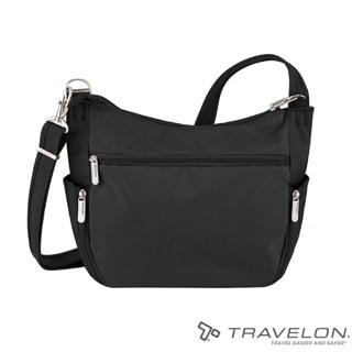 【美國 Travelon】經典防盜側背包 15L/單肩包 旅遊背包 出國 護照包/RFID防個資_黑_TL-42757