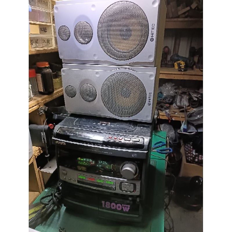 二手機 零件機 收音機正常 含兩顆HITEC喇叭 卡帶 cd無法使用 愛華NSX-990V 組合音響 含運費