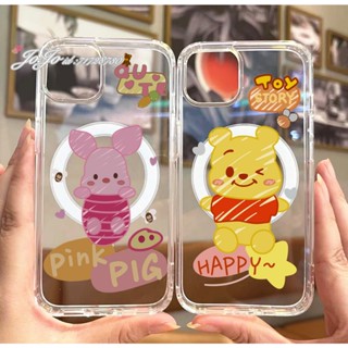 pooh小熊維尼 皮傑豬iphone 15 14 13 12 11 pro max 手機殼 磁吸 透明 防摔 情侶 xs