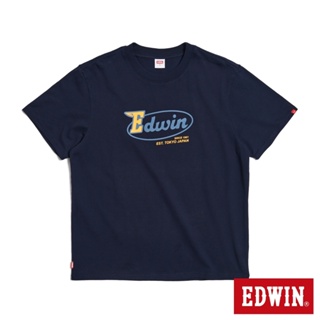 EDWIN 超重磅LOGO短袖T恤(丈青色)-男款