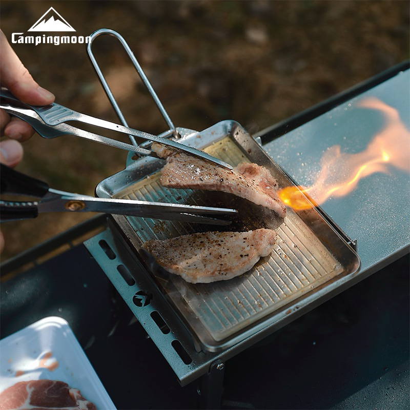 Campingmoon柯曼 DO-2117 加厚 304 不鏽鋼平底煎盤 煎煮鍋 組合 平底鍋 野炊 露營