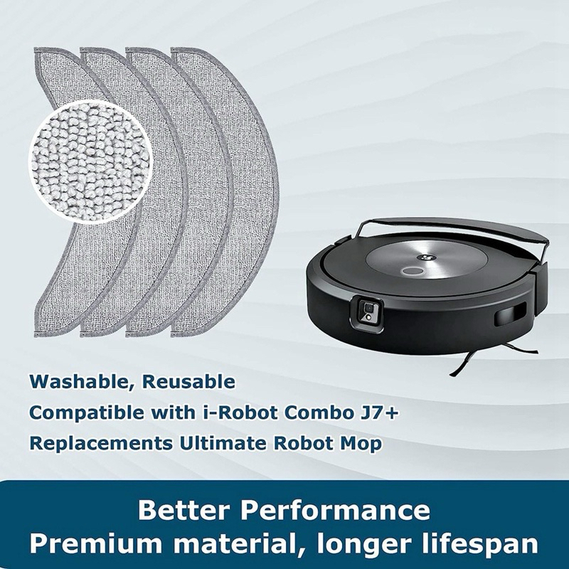 配件拖布 適用於 IRobot Roomba Combo J7+ 機器人真空超細纖維 可水洗 拖布