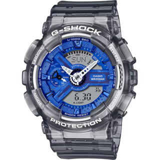 CASIO 卡西歐 G-SHOCK 半透明 金屬藍 雙顯電子錶 (GMA-S110TB-8A )