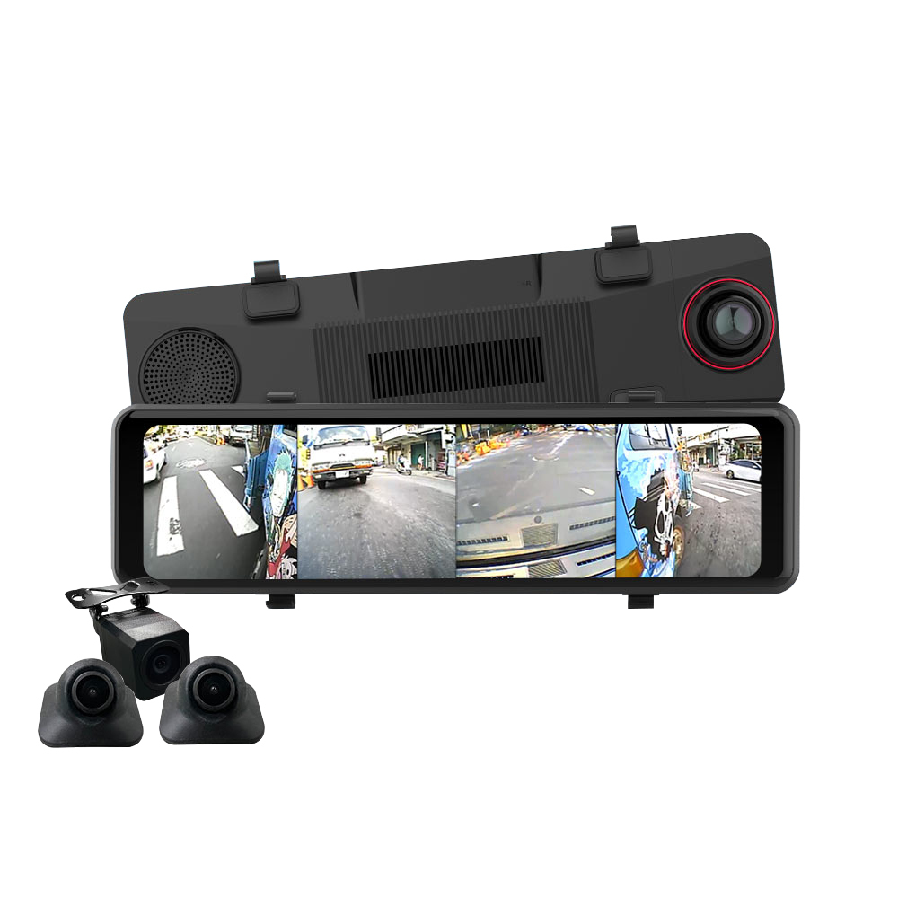 路易視 四鏡頭全景行車記錄器 12吋電子後視鏡 GPS測速 廣角鏡頭 行車視野輔助系統 附贈記憶卡