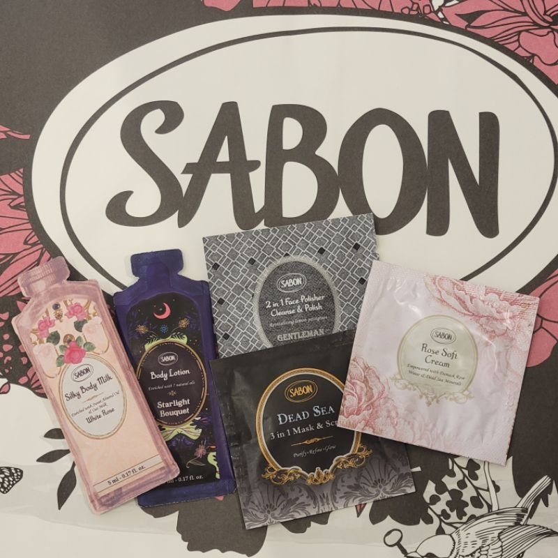sabon 試用包 白玫瑰/星熠幻境 身體乳/沐浴油 玫瑰潤澤霜/髮膜