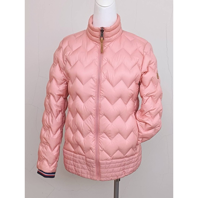 AIGLE 正品 粉紅色可愛羽絨外套 長袖/波浪壓線/秋冬