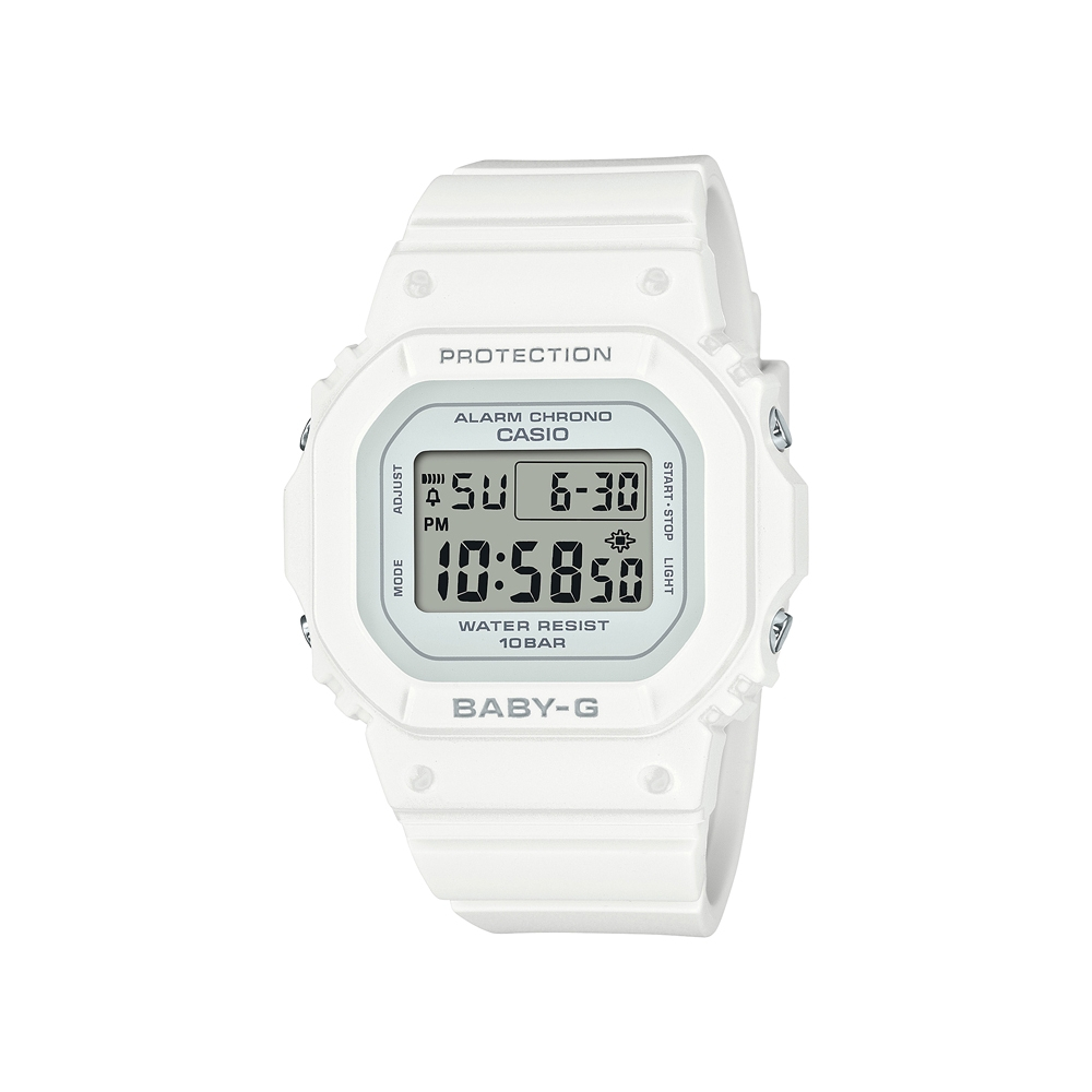 CASIO卡西歐 BABY-G 纖薄輕巧  清新白 方形電子錶 (BGD-565-7)