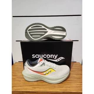 【清大億鴻】Saucony 男款 Triumph 21路跑鞋 慢跑鞋 霧白灰綠色SA20881-111