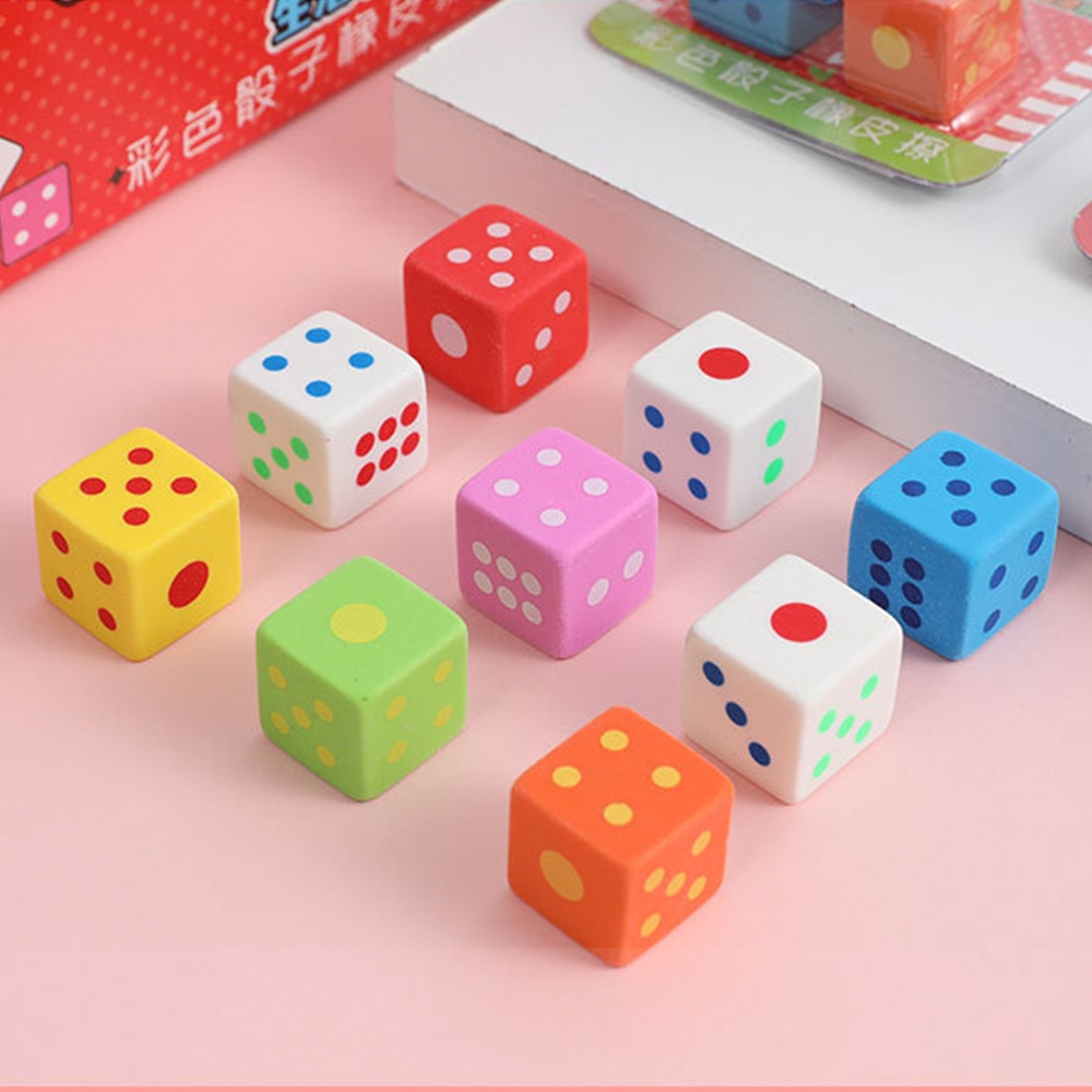 【採購趣】3入彩色骰子橡皮擦 新款創意簡約 修正擦 擦字橡皮 可愛造型文具 節慶增品小禮