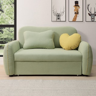 Boden-喬安娜綠色防潑水布面沙發床/雙人椅/二人座沙發-贈抱枕