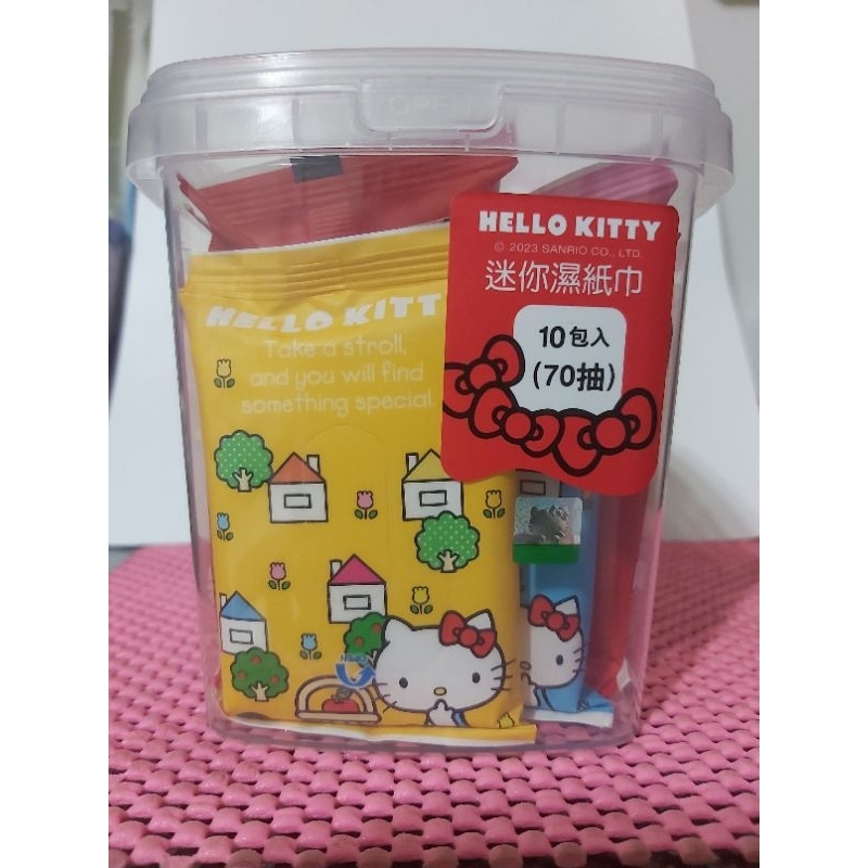 Hello Kitty迷你濕紙巾10包（70抽）外盒沒提把