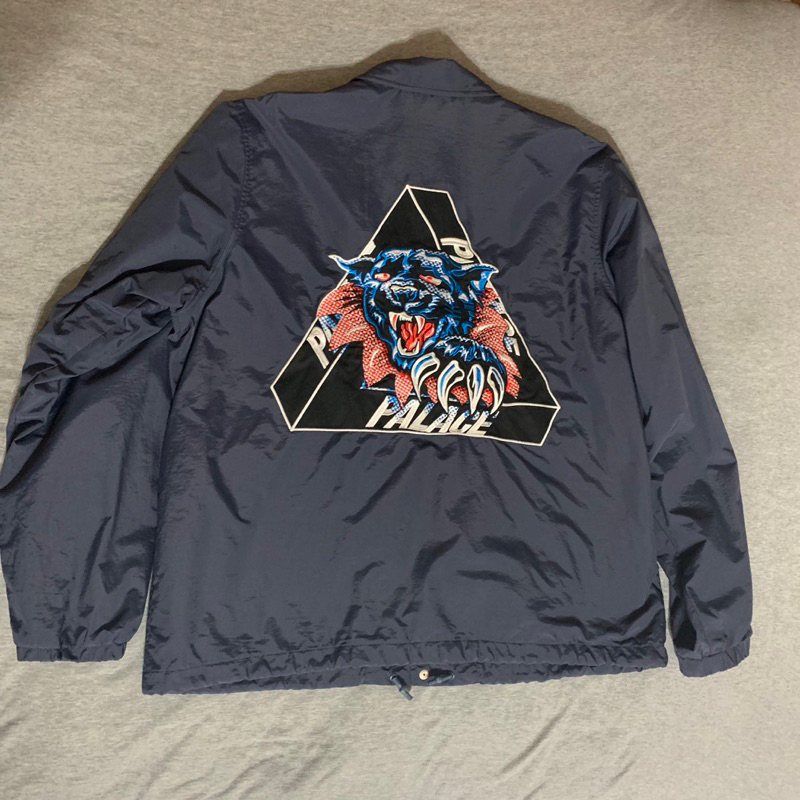 [L號] Palace 19 RIPPED COACH 藍 教練外套 尼龍 黑豹 刺繡 三角 二手