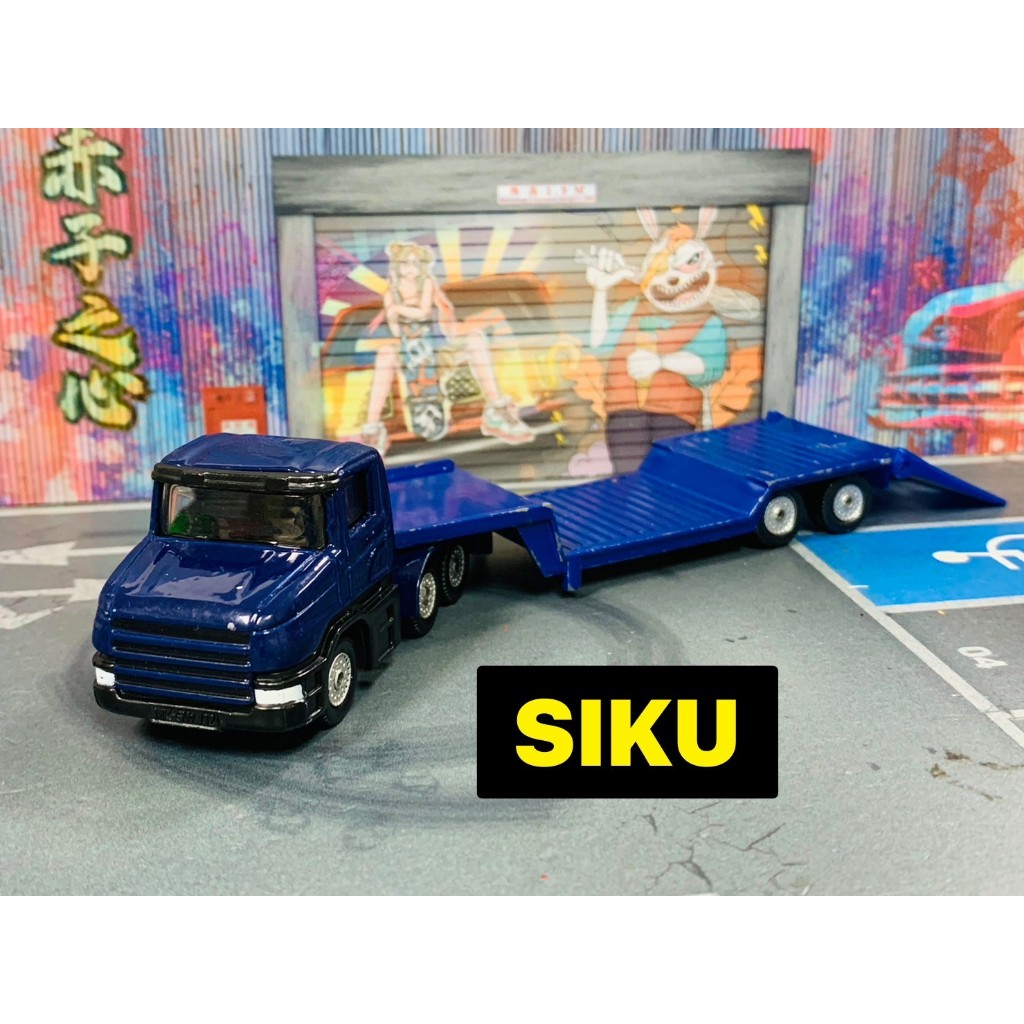 ★他牌-C01-無盒二手-SIKU 低拖板載運聯結車 藍頭藍拖板