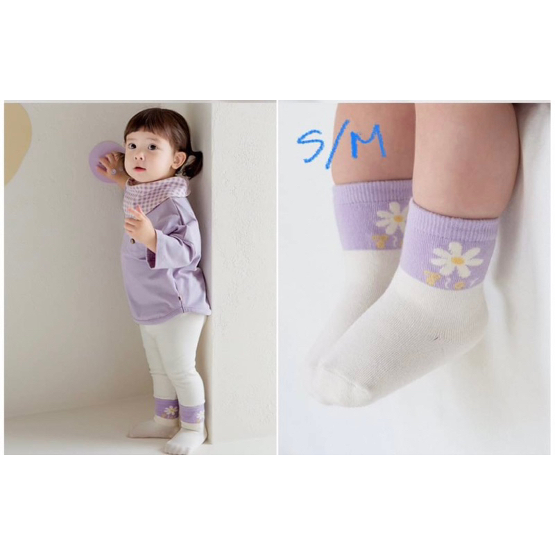《全新》正韓童裝 happy prince 快樂王子 童襪 襪子 紫色小花 女寶 女孩 女生 M號 12-24m