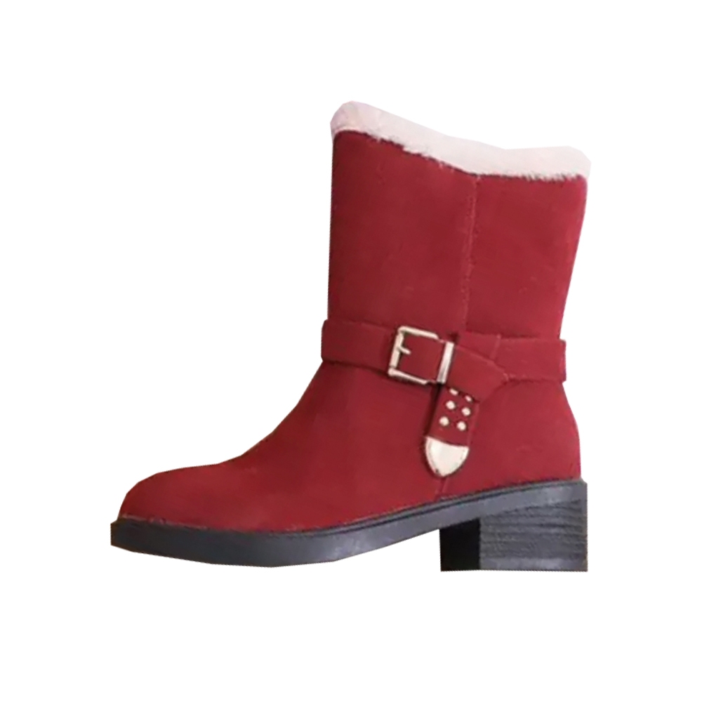 鞋鞋俱樂部 可反摺中筒雪靴 999-FSL912 紅色