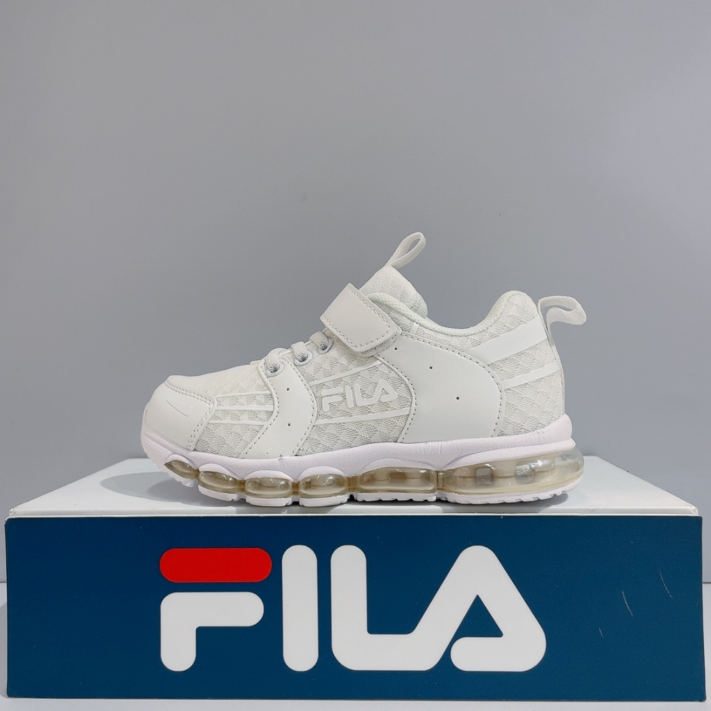 FILA KIDS 中童 白色 全氣墊 魔鬼氈 舒適 康特杯 運動 慢跑鞋 休閒鞋 3-J406Y-111