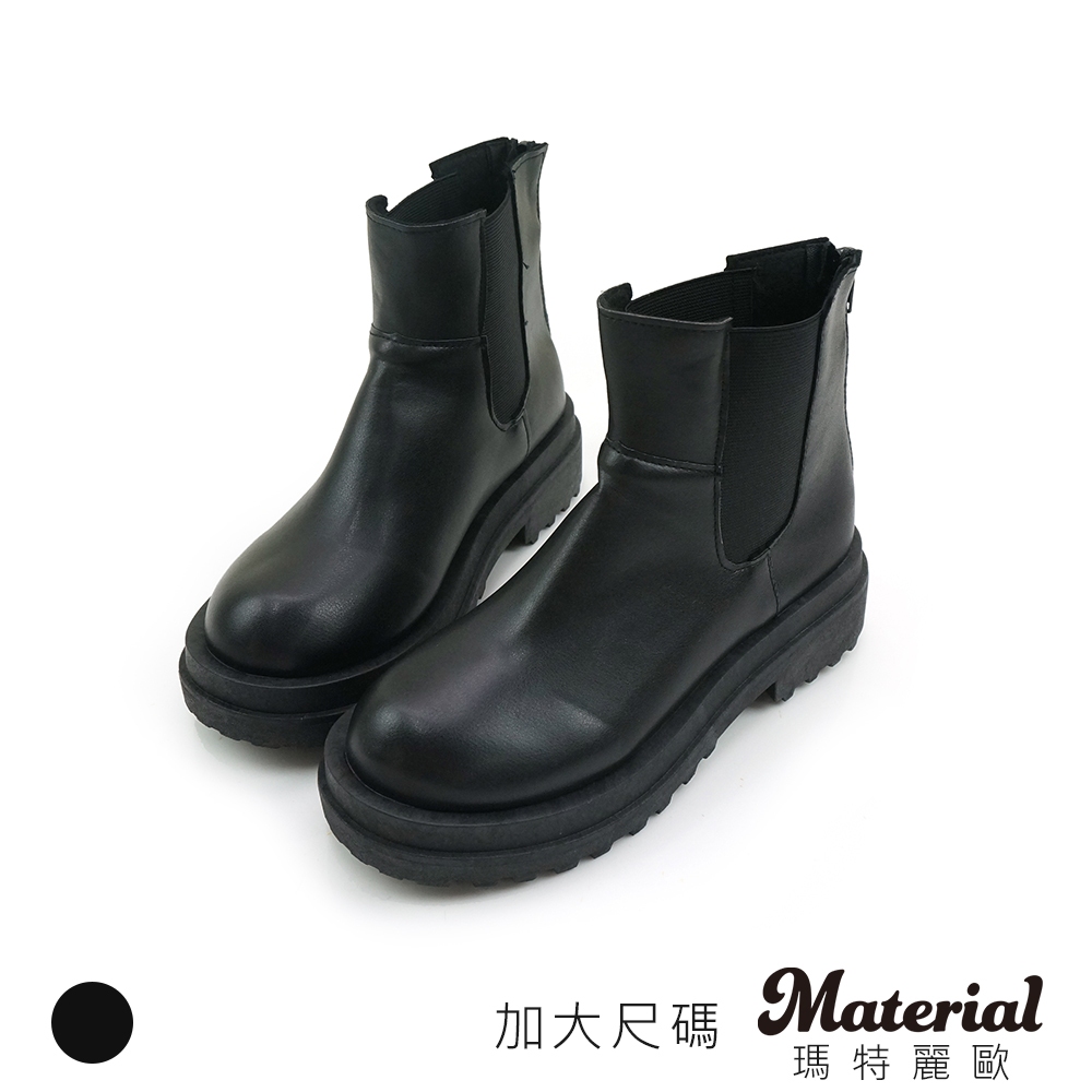 Material瑪特麗歐 短靴 MIT加大尺碼帥氣拉鍊厚底短靴 TG1867