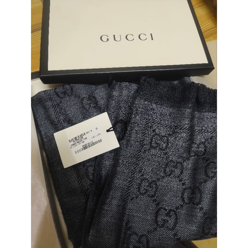 全新 義大利購回  Gucci ST STEN Logo圖騰披肩圍巾
