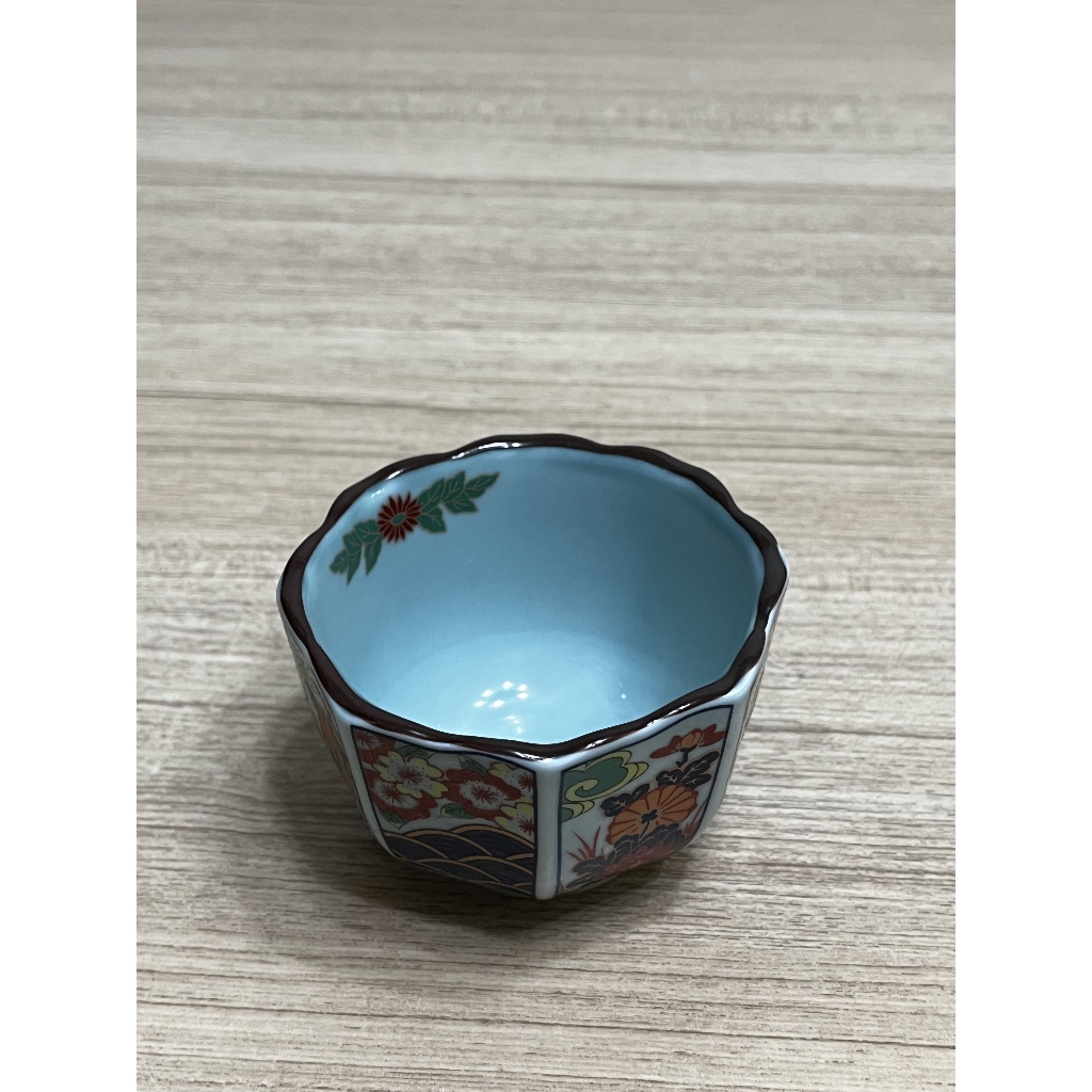 日本早期淺田窯彩繪八角杯(兩對，四個)不拆賣 無杯盤