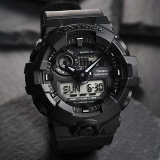 CASIO卡西歐 G-SHOCK 百搭酷黑 街頭風 CORDURA尼龍錶帶 大錶徑 雙顯系列 GA-700BCE-1A