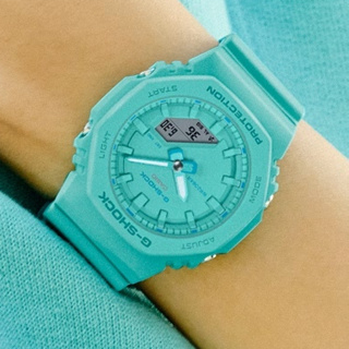 CASIO卡西歐 G-SHOCK ITZY 綠松藍色 同色時尚 八角形錶殼 GMA-P2100-2A