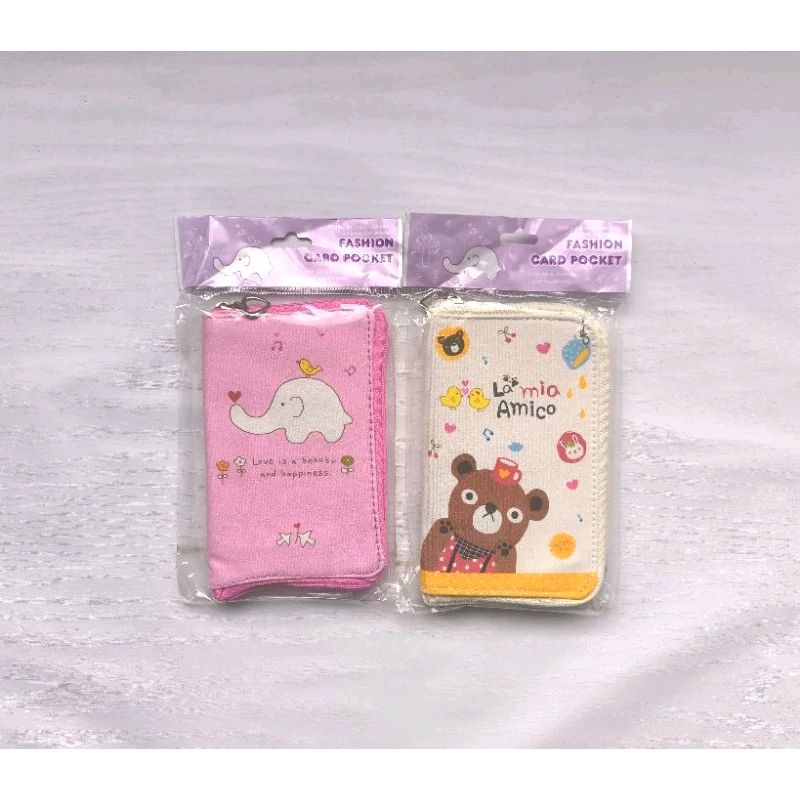 全新✨卡片夾 名片夾 會員卡 信用卡冊 拉鍊設計 粉紅大象 白色小熊