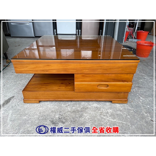 台中權威二手家具 新麗屋柚木方形大茶几 ▪ 三峽中古傢俱家電回收客廳桌泡茶桌矮桌實木桌休閒桌接待桌洽談桌折桌餐桌書桌