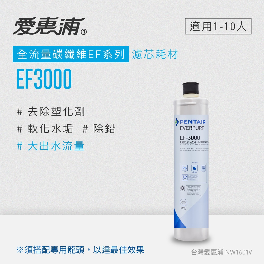 愛惠浦 EVERPURE EF3000碳纖活性碳濾芯(DIY更換免運費/送原廠提袋/刷卡分期0利率)