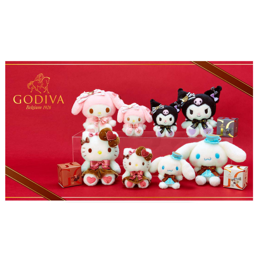 GODIVA 禮品套裝  每年都很受歡迎的Godiva套裝Hello  Kitty用絲帶裝扮得可愛玉桂狗美乐蒂凱蒂貓