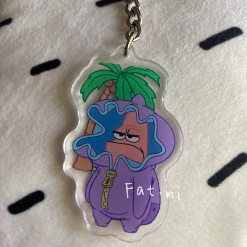 Fat.ni 小派大星生氣了 派大星吊飾 生日送禮 交換禮物 鑰匙圈 海綿寶寶 不撞款吊飾 梗圖迷因 可愛 客製化吊飾