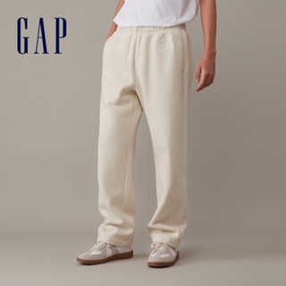 Gap 男裝 Logo刷毛鬆緊棉褲 碳素軟磨系列-米色(880264)