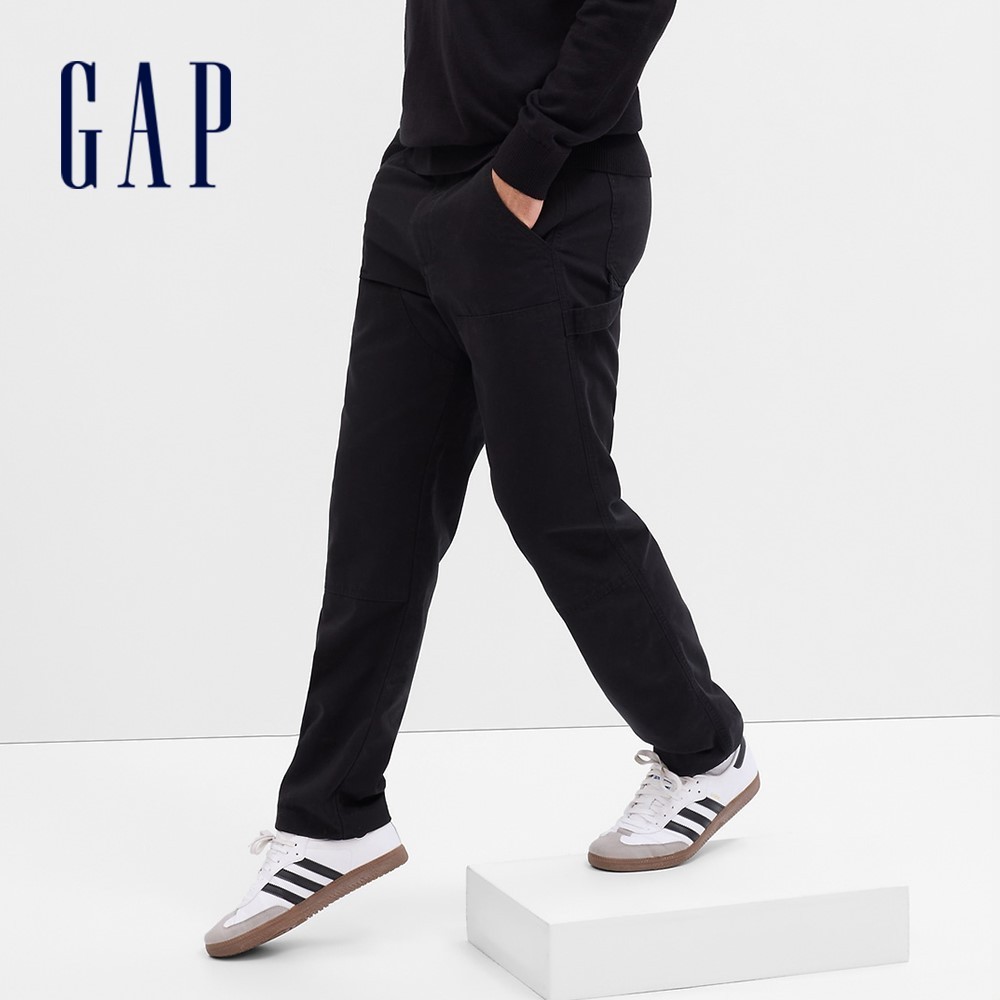 Gap 男裝 純棉直筒工裝褲-黑色(745030)