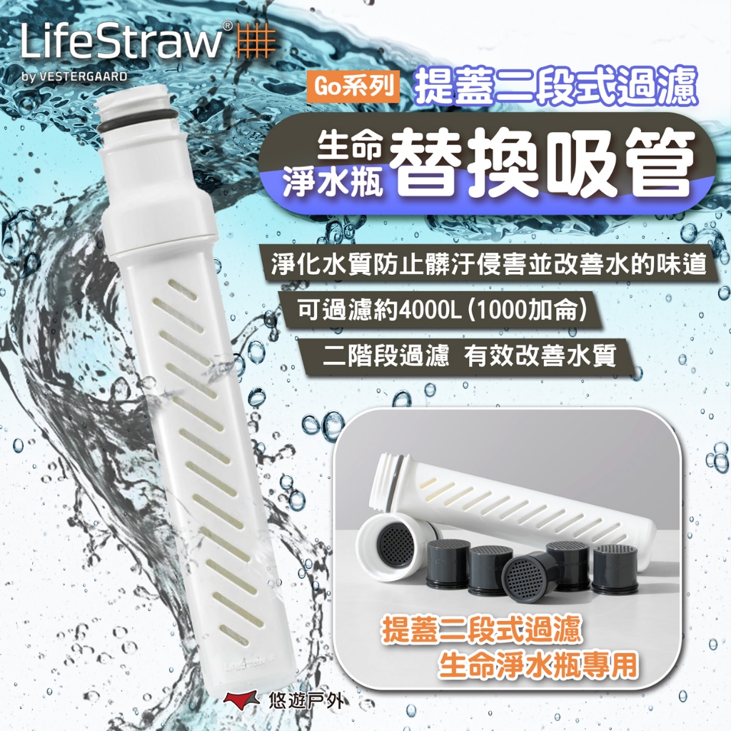 【LifeStraw】Go 提蓋二段式過濾生命淨水瓶-替換吸管 白色 登山 旅遊 急難 避難 野外求生 露營 悠遊戶外