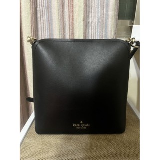 KATE SPADE 防刮皮革肩背斜背大型水桶包(黑色)