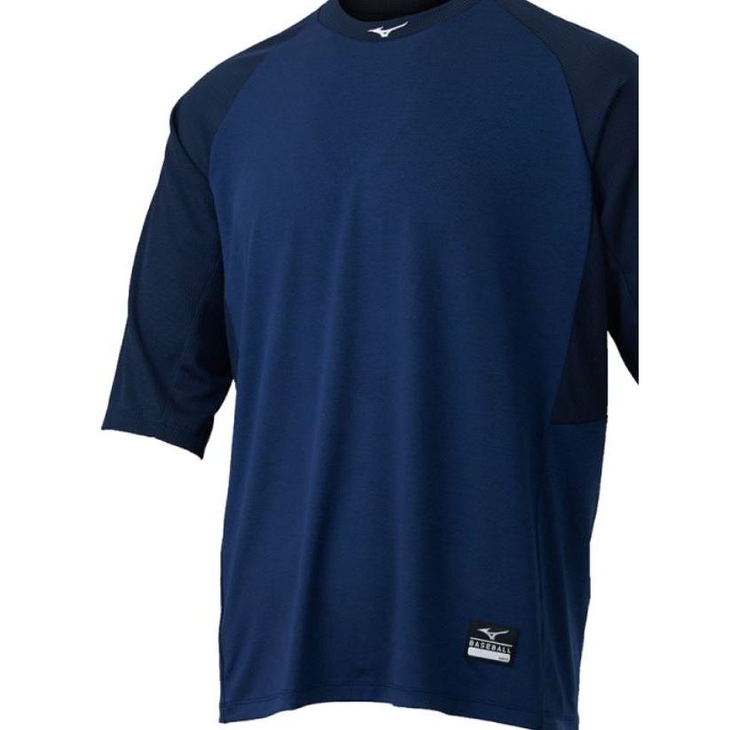 棒球世界全新Mizuno美津濃男款棒球練習服(七分袖) 12tcbl2214特價（深丈青）