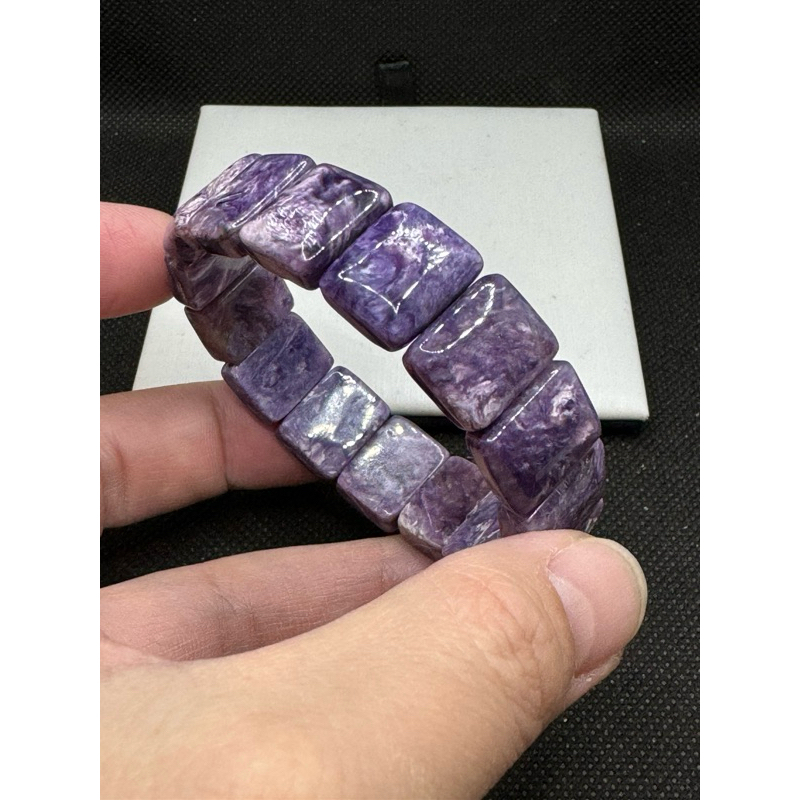 紫龍晶 手排 16.5m 手圍17.5 晶體帶龍紋 帶玉化 色美體潤 查羅石 手鍊 紫色王子石 手串 實品美