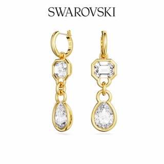 SWAROVSKI 施華洛世奇 Dextera 水滴形耳環 混合式切割 白色 鍍金色色調