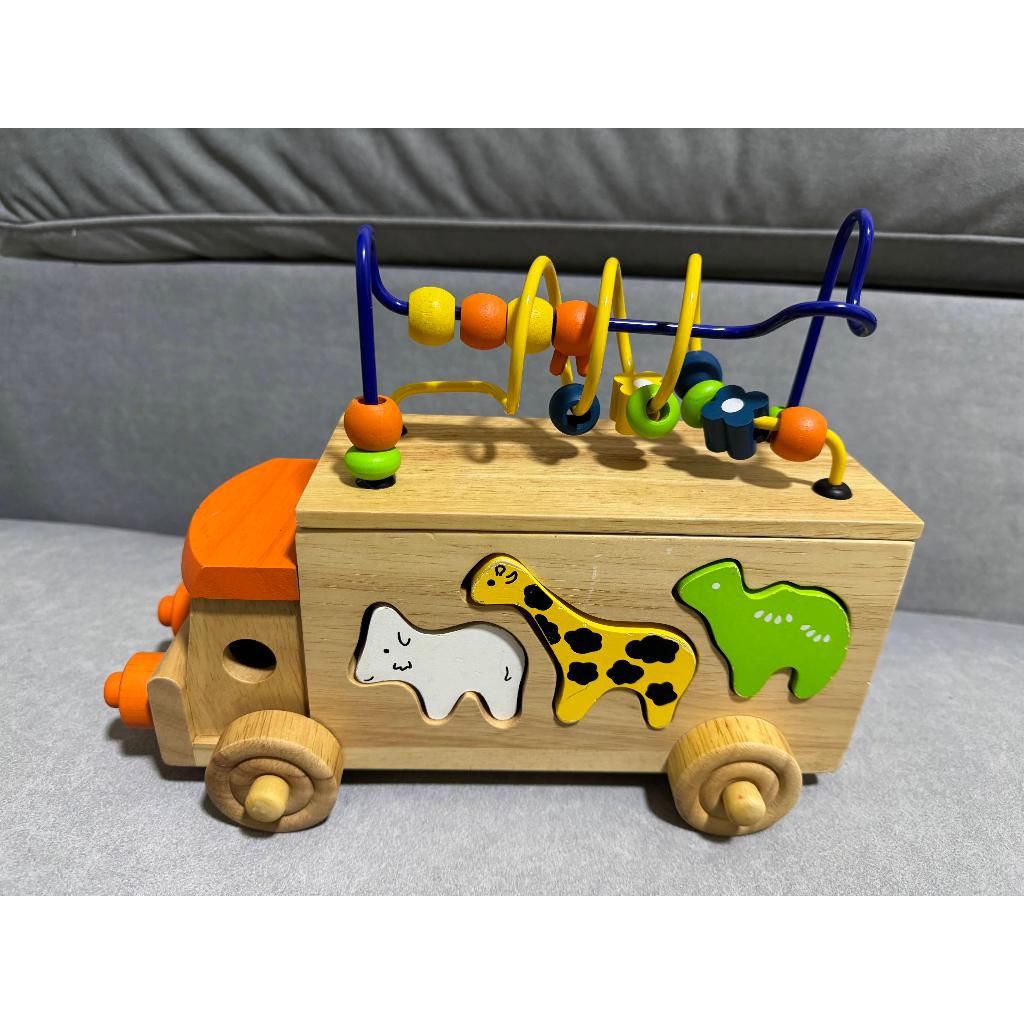 【Ed.Inter】日本動物巴士手拉車 質感木質玩具 (二手)