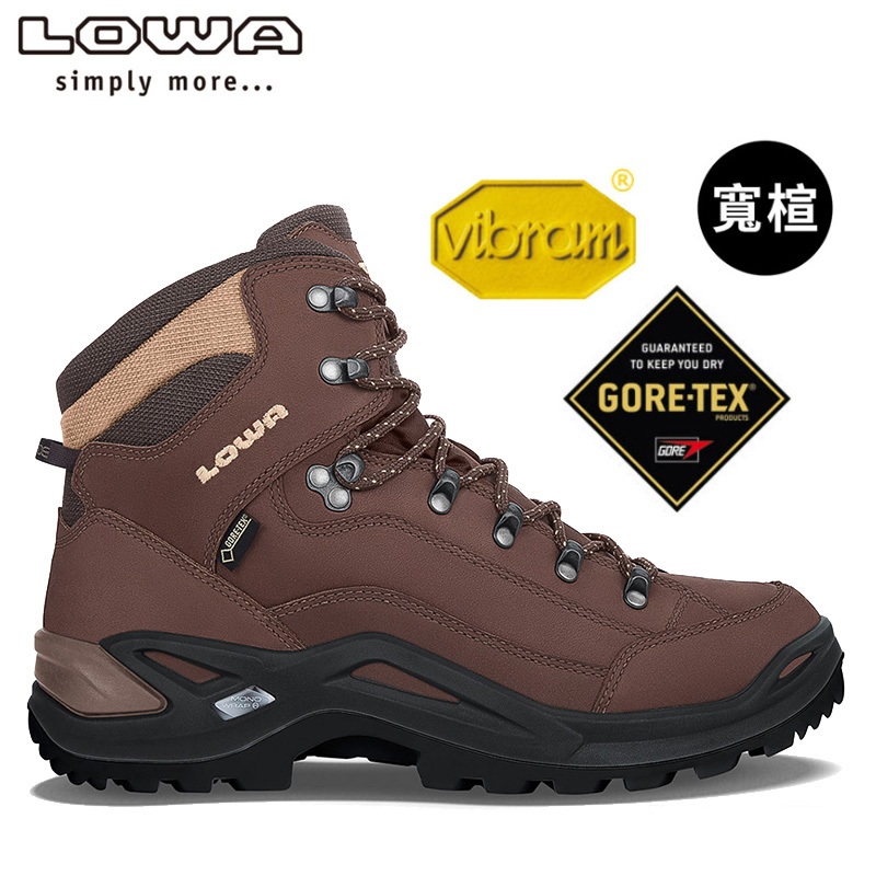 【LOWA 德國】男 中筒多功能健行鞋 寬楦登山鞋 RENEGADE GTX MID 咖啡棕 LW310968-0442