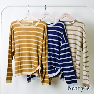 betty’s貝蒂思(15)造型下擺輕薄條紋針織上衣(共三色)