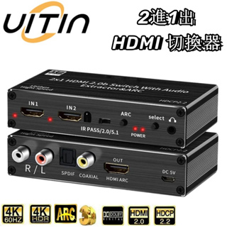 4K HDMI 2x1影音分離分離器 2進1出切換器帶音頻分離toslink光纖同軸+ARC HDMI 2.0音頻提取器